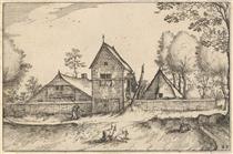 Large Walled Farm, Plate 23 from Regiunculae Et Villae Aliquot Ducatus Brabantiae - Maître des Petits Paysages