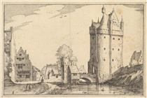 Town Gate, Plate 2 from Regiunculae Et Villae Aliquot Ducatus Brabantiae - Meister der kleinen Landschaften