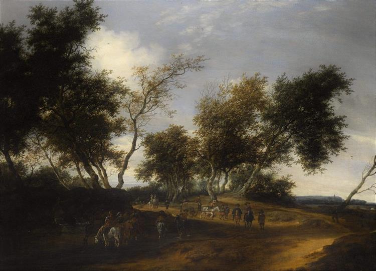 A Cavalry Travelling Through a Wooded Landscape, 1653 - Саломон ван Рейсдал