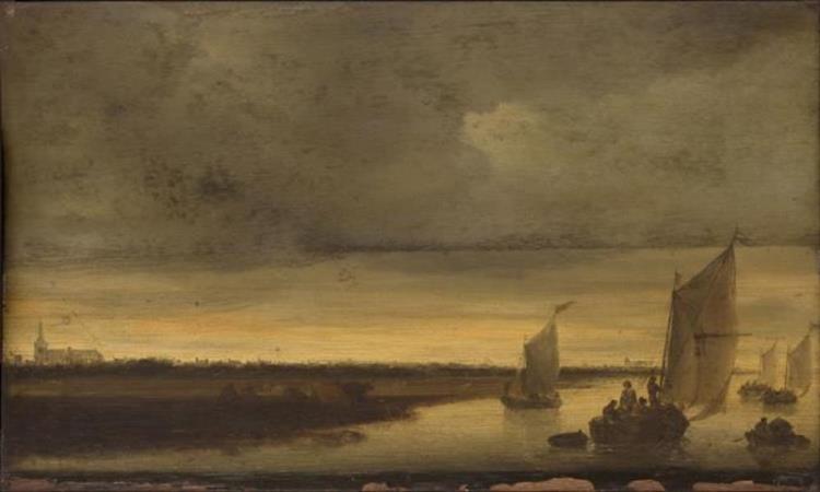 Evening on the Canal - Salomon van Ruysdael