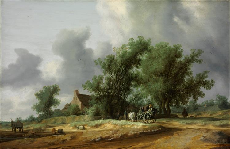 Road in the Dunes with a Passanger Coach, 1631 - Саломон ван Рёйсдал