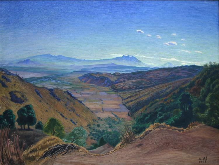 Valle de México desde la carretera de Cuernavaca, 1955 - Доктор Атль