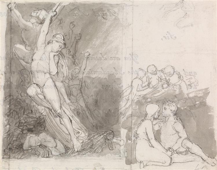 Adam and Eve Guarded by the Angels - John Flaxman