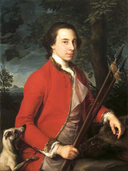 Benjamin Lethieullier with Two Wild Boar Spears, 1752 - Помпео Батоні