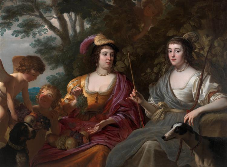 Amalia Van Solms and Charlotte De La Trémoïlle as Diana and Ceres, 1633 - Gerard van Honthorst