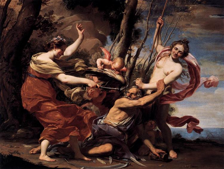 Father Time Overcome by Love, Hope and Beauty, 1627 - Simon Vouet