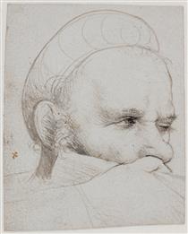 The Head of a Crossbowman Taking Aim - Hans Holbein the Elder