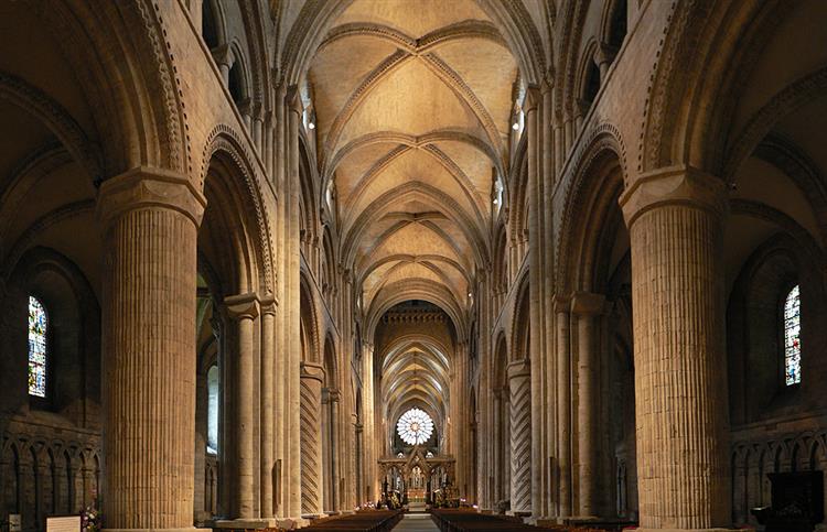 Interior, Durham Cathedral, England, c.1100 - Романская архитектура