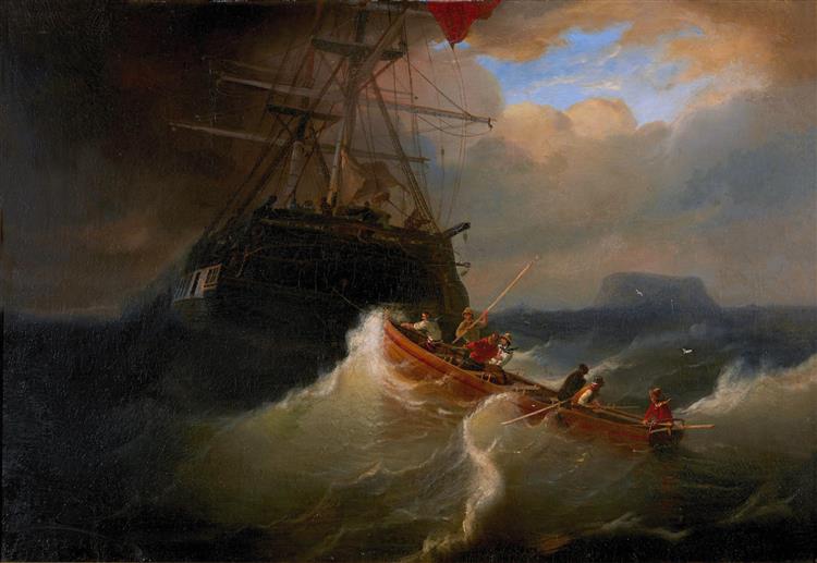 Retrieving the Stern Boat, 1846 - Андреас Ахенбах