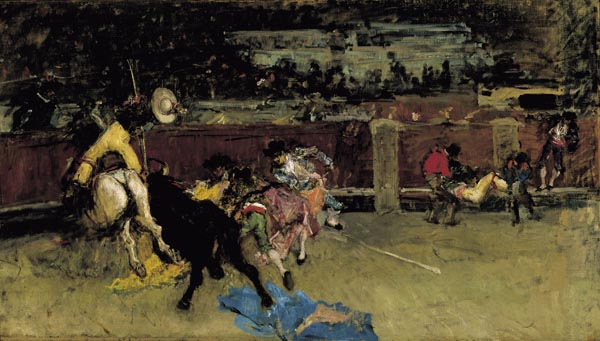 Bullfight, wounded Picador - Marià Fortuny