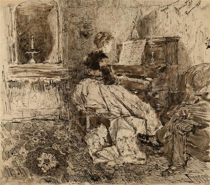 Cecilia De Madrazo playing the piano, 1869 - Маріано Фортуні