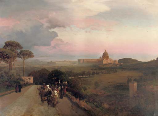 Pilgrims on the Via Cassia, Rome, 1883 - Oswald Achenbach