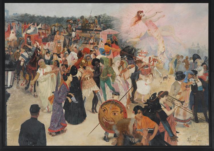 Mascarade descendant les Champs-Élysées, 1884 - Georges-Antoine Rochegrosse