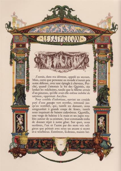 Illustration Of The Petronius Satyricon. Example of a Framed Page - Georges Rochegrosse