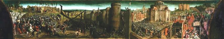 Predella in Ghent - Conquest of Jerusalem by Titus - Justus van Gent