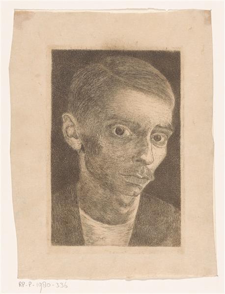 Self-portrait with mustache, c.1915 - Jan Mankes
