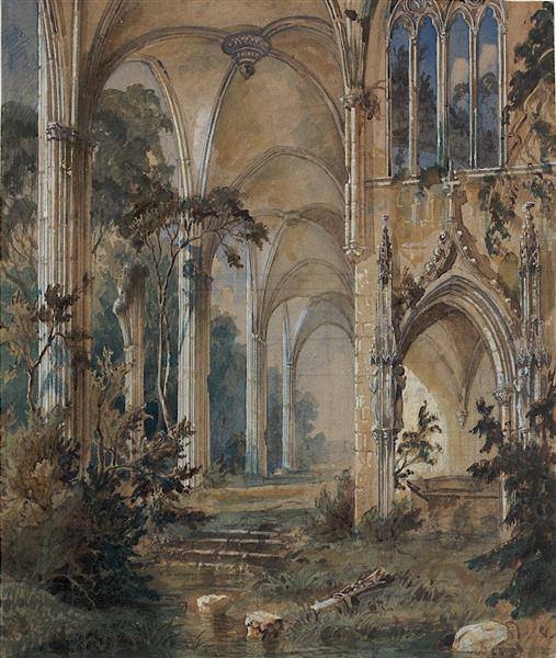 Gothic Church Ruins, c.1829 - c.1831 - Карл Блехен