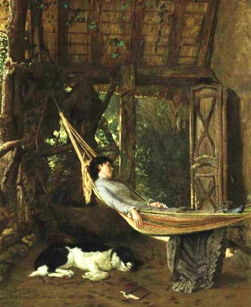 Lilly Millet in a Hammock in the Studio, 1878 - Фрэнсис Дэвис Миллет