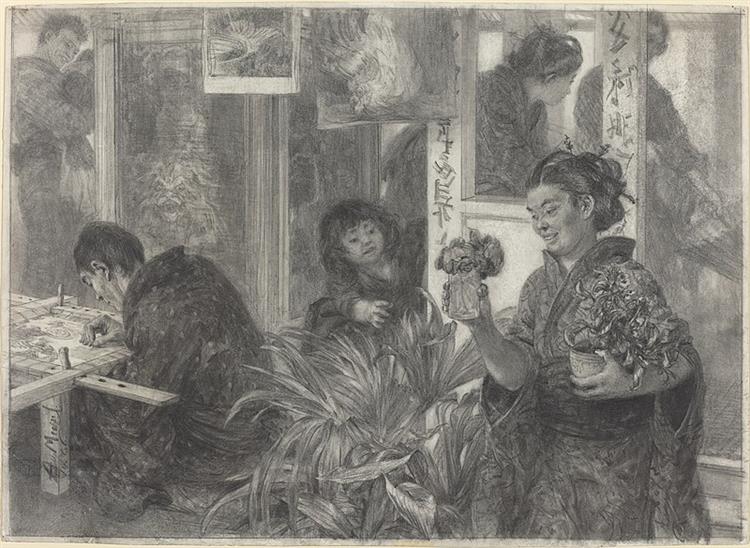 Japanese Artist at Work, 1886 - Адольф фон Менцель