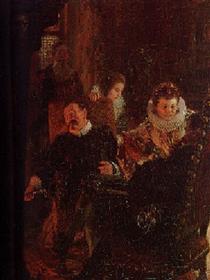 By the fireplace - Adolph Menzel
