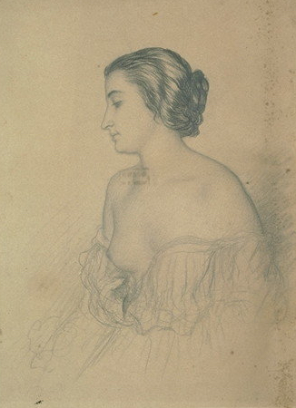Study for the portrait of Marie Daubrée Delessert - Ernest Hébert