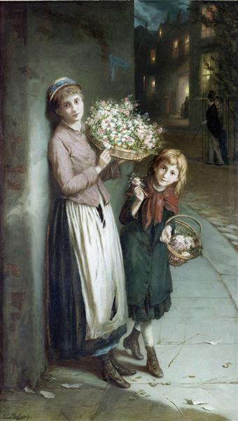 Flower Girls – a Summers Night, 1885 - Augustus Edwin Mulready