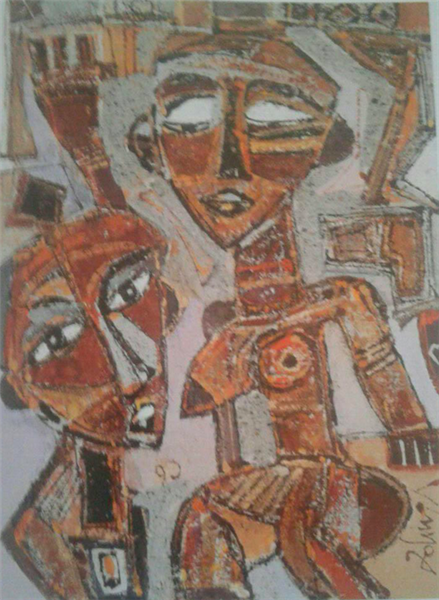 Couple of lovers from the Ashanti tribe Ghana, 1990 - George Ebrin Adingra