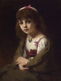 Portrait of a Young Girl - Алексей Алексеевич Харламов