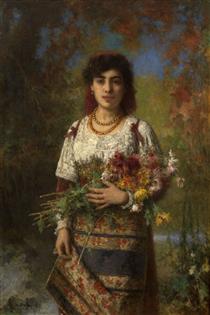 Woman in ciociaro costume with flowers - Alexei Harlamoff