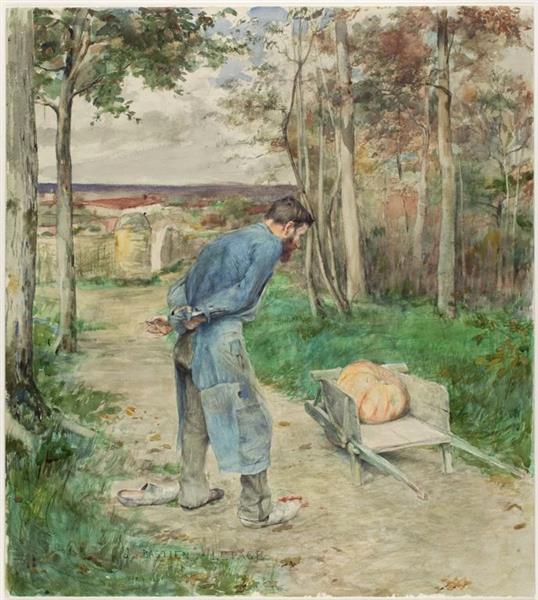 Illustration of La Fontaine's Fable of "the Acorn and the Pumpkin", 1881 - Jules Bastien-Lepage