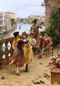 On a Venetian Balcony - Antonio Paoletti