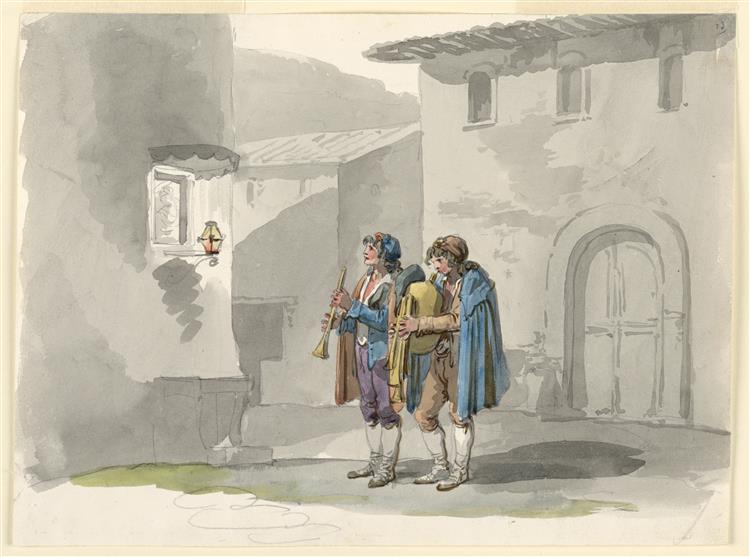 Two Pipers from the Abruzzi in Rome, 1808 - Bartolomeo Pinelli