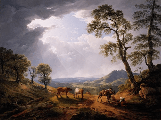Muleteers halting on a mountain pass in the Roman Campagna, 1809 - Хендрик Вогд