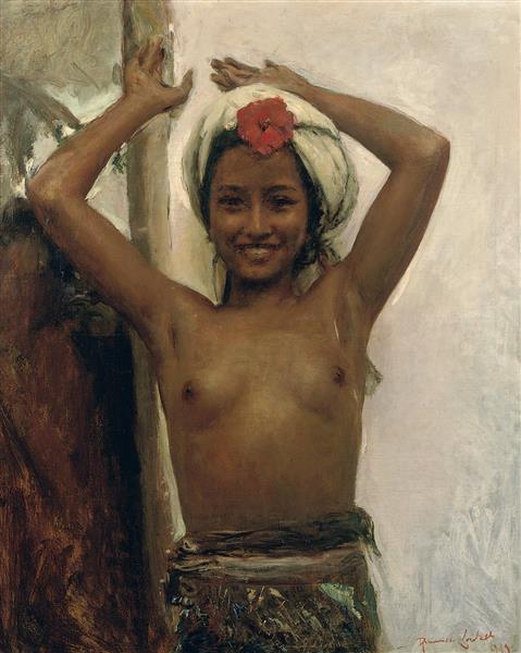 Young Balinese Girl with Hibiscus, 1939 - Romualdo Locatelli