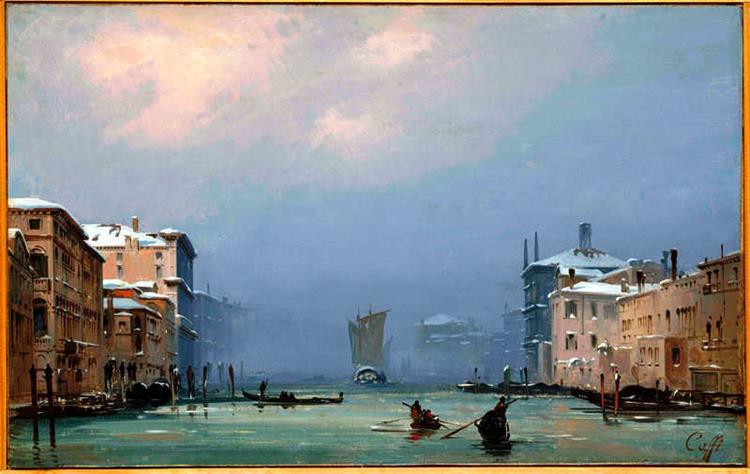 Snow and Fog on the Grand Canal, 1842 - Ippolito Caffi