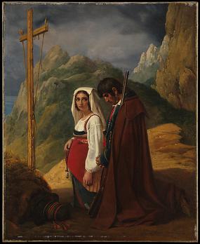 Brigand and his wife in prayer, 1824 - Луи-Леопольд Робер