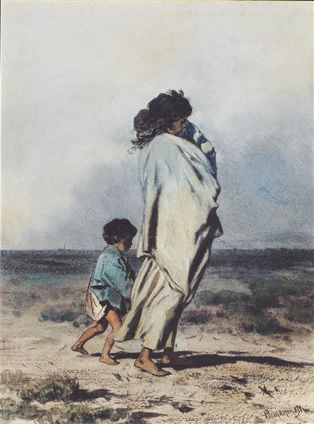 Gypsy woman with two children, 1854 - August von Pettenkofen