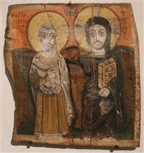 Christ and Abbot Menas - Православные Иконы