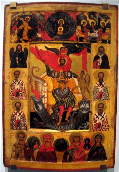 Saint Nikita slaying the demon, c.1650 - Orthodox Icons