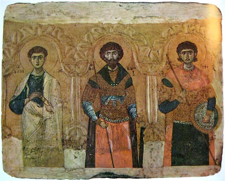 Apostle Philip with Saint Theodore and Saint Demetrius, c.1075 - c.1125 - Orthodox Icons