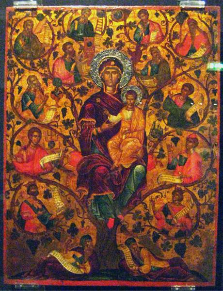 Praises of the Theotokos. Virgin with Tree of Jesse, c.1600 - Orthodox Icons