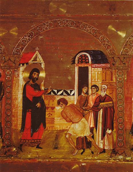 Saint Eustratius Healing a Possessed Man, c.1100 - c.1150 - Православные Иконы