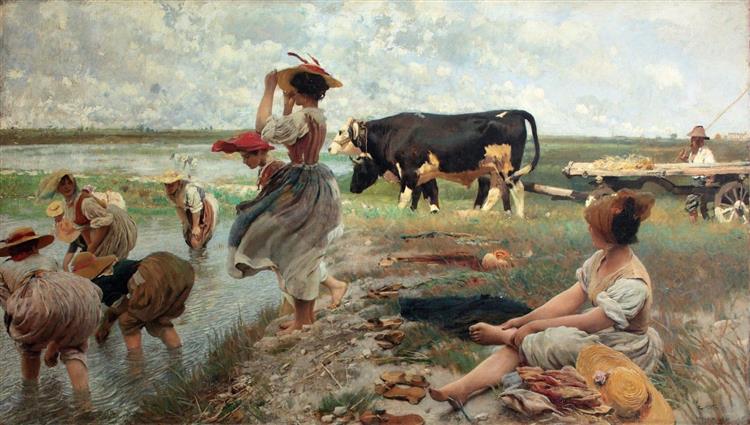 Women in the Rice Fields of Polesine, 1885 - Этторе Тито