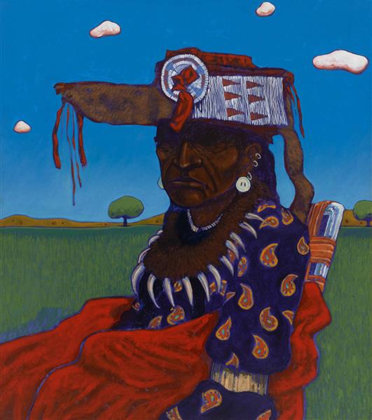 Indian with Beaded Headdress, 1978 - T. C. Cannon
