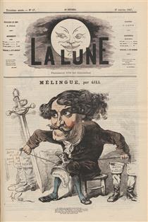 Caricature of Étienne Mélingue, French actor, sculptor, painter - André Gill