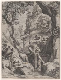 St Jerome Penitent in the Wilderness - Cornelis Cort