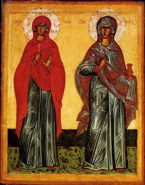 Saints Anastasia (Sunday) and Paraskeva (Friday), c.1450 - Orthodox Icons