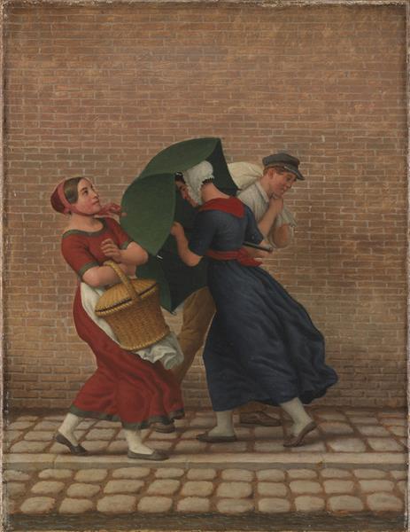 Street Scene in Windy and Rainy Weather, 1846 - Кристофер Вильхельм Эккерсберг