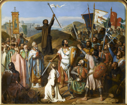 Procession of the Crusaders led by Pierre l'Ermite and Godefroy de Bouillon, 1841 - Jean Victor Schnetz