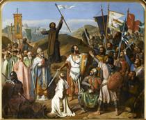 Procession of the Crusaders led by Pierre l'Ermite and Godefroy de Bouillon - Jean Victor Schnetz
